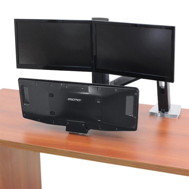 WorkFit-A, Dual Workstation with Suspended Keyboard Sit-Stand Desk Arm, =<24"
