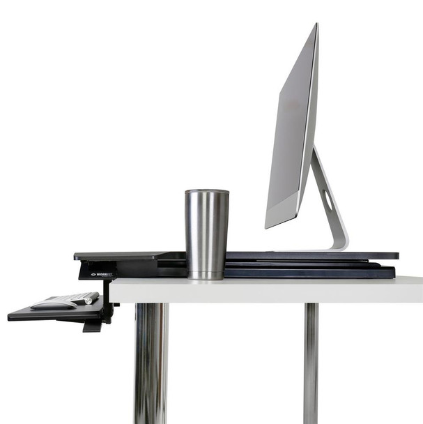 WorkFit-TX Standing Desk Converter Sit-Stand Desk Workstation - Height-Adjustable Keyboard, =<30"