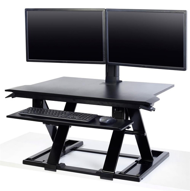 WorkFit-TX Standing Desk Converter Sit-Stand Desk Workstation - Height-Adjustable Keyboard, =<30"