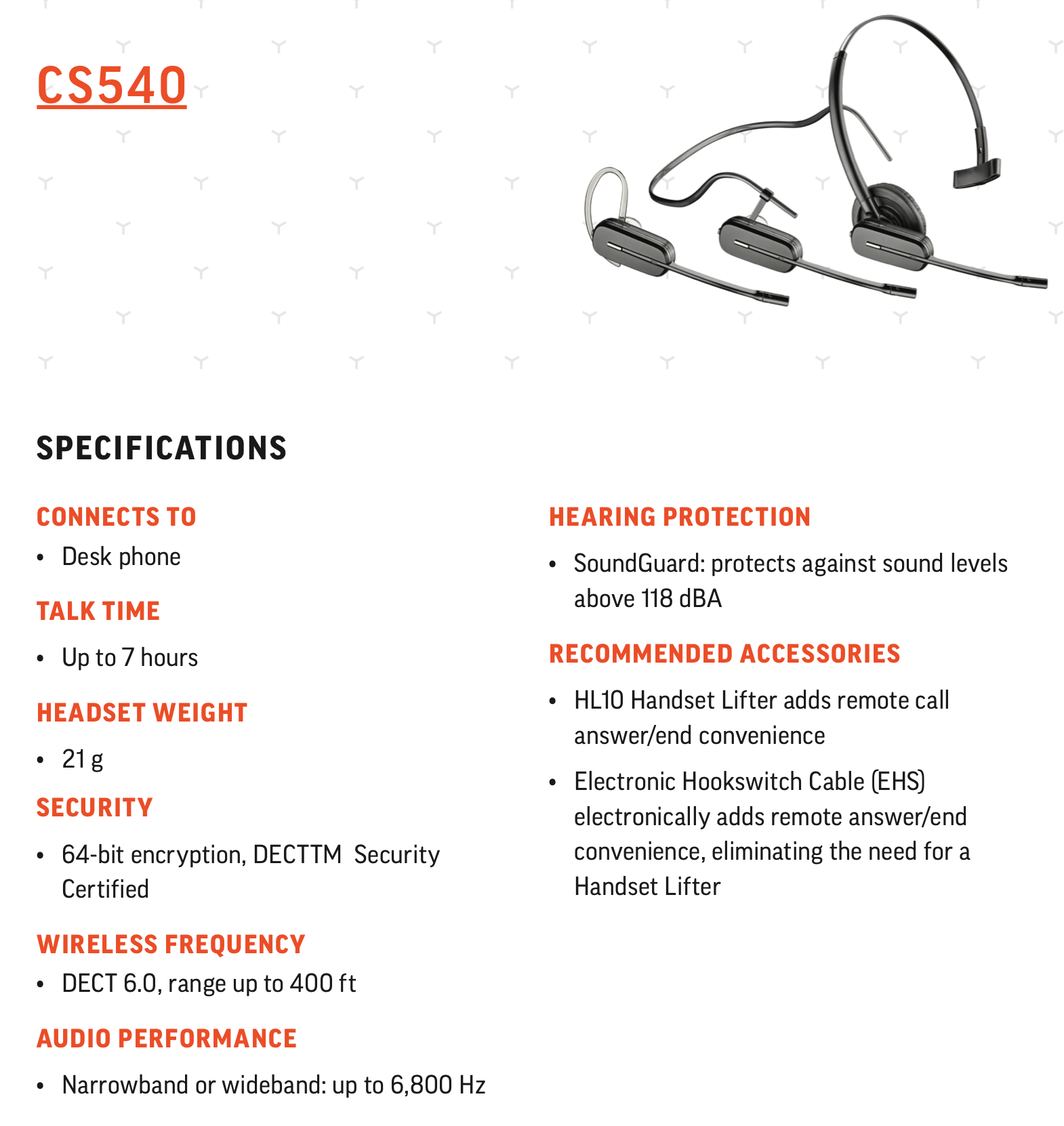 CS540 CONVERTIBLE WIRELESS HEADSET - VideoLink®