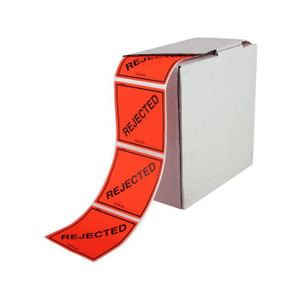 Labels 75mm x 75mm - Rejected (Fluoro Red - 1330 per roll)