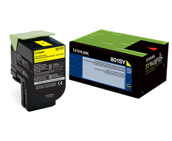 Lexmark 80C1SY0 Yellow 2K Standard Yield Return Program Toner Cartridge
