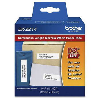 Brother Dk2214 0.47" Continuous Paper Label Tape, Black On White (DK2214) Brother Dk2214 0.47" Continuous Paper Label Tape, Black On White (DK2214)