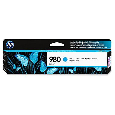 HP 980 Ink Cartridge, Inkjet, Cyan, (D8J07A)
