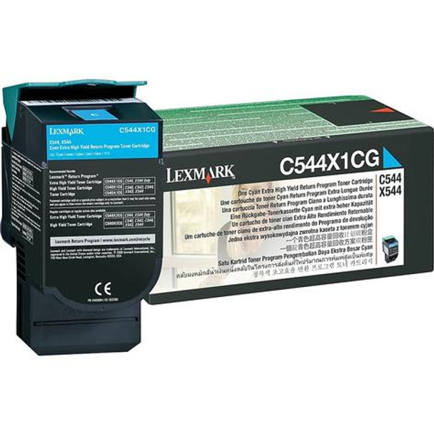 Lexmark C544X1CG Extra High Yield Laser Toner Cartridge, Cyan (C544X1CG)