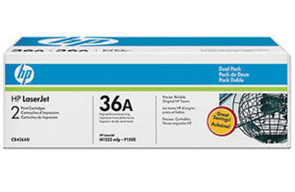 CB436AD DUAL PACK HP ORIGINAL TONER  for use in HP Laserjet P1505, M1522N/M1522MPF, 1522NF MFP, CB436A x 2