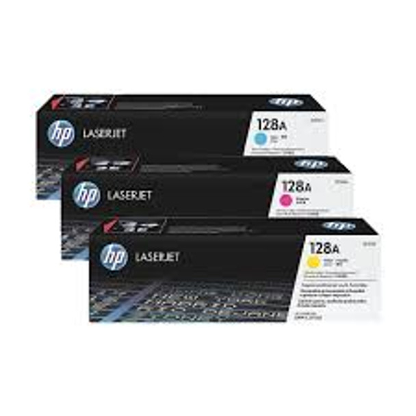 HP 128A CYM Tri-Pack Toner Cartridge Bundle CF371AM