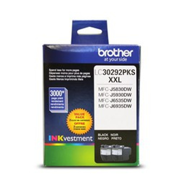 BROTHER SUPER HY LC3029 BLACK INK 2PK (LC30292PK) 