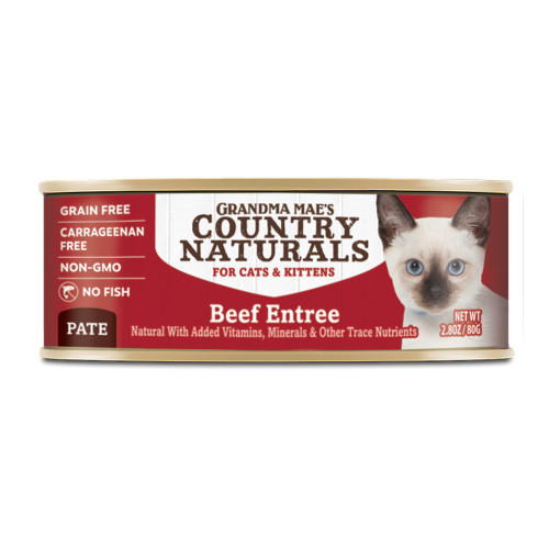 Grandma Mae's Country Naturals Grain Free Pate Wet Cat & Kitten Food - Beef