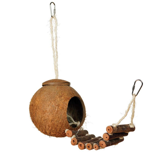 Prevue Pet Products Natural Coco Hideaway Bird Toy with Ladder - 12 inch