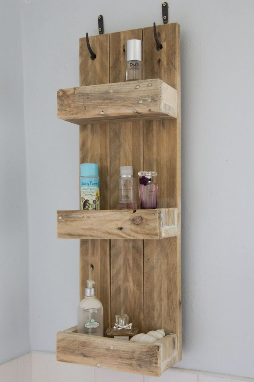 wooden bathroom shelves