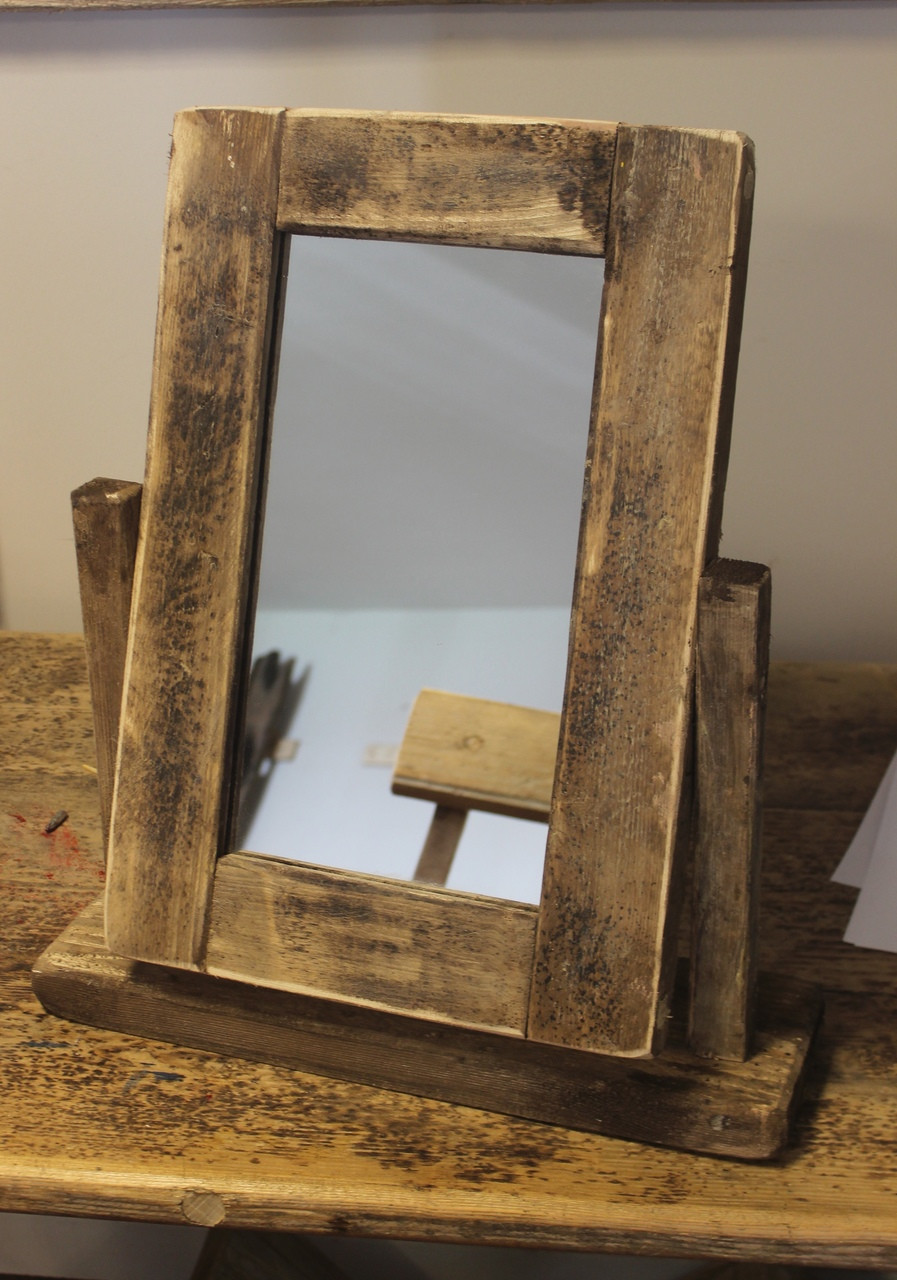 Rustic shop table mirror