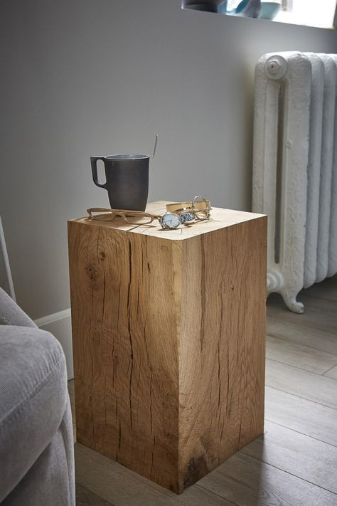Square Log Wooden Side Table Tables
