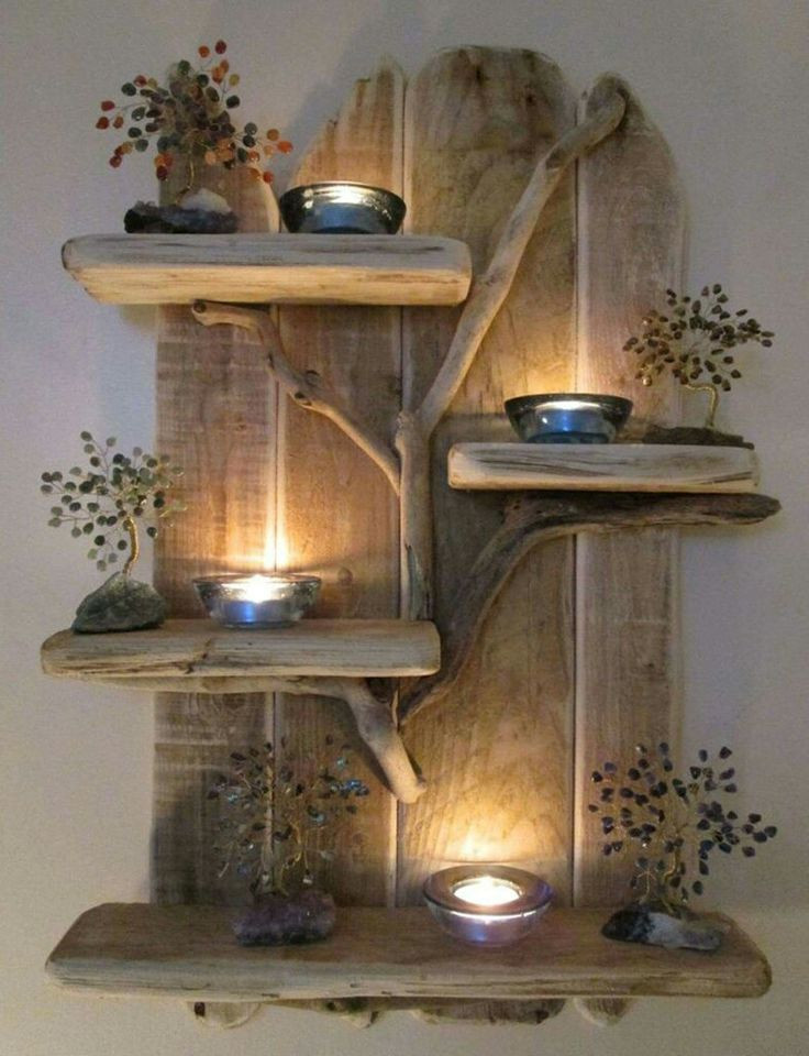 Distressed reclaimed driftwood mantel shelf