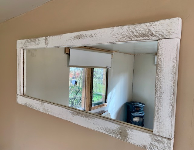 Rustic Whitewashed Mirror Whitewashed-distressed-white mantel-wood-rustic-mirror
