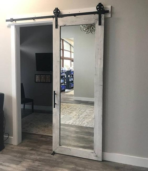 Whitewashed Mirrored Sliding Wardrobe Door