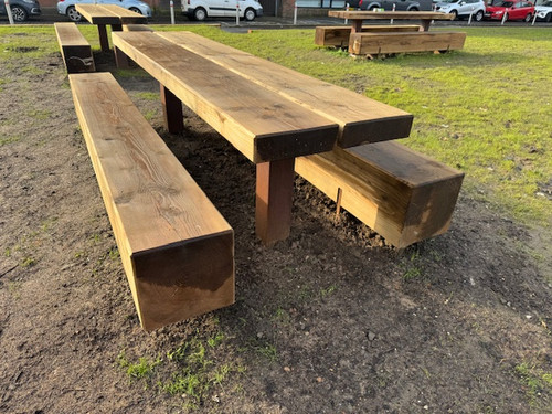 Driftwood Interiors Heavy Timber Park Bench – Solid Beam Outdoor Seating