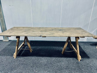 Parisian Grey distressed Vintage Trestle table 