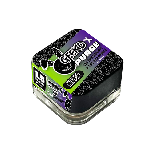 GEEK’D x PURGE – THC-A DIAMONDS + CRUMBLE – 3-GRAMS – ILLUMINATI OG x STRAWBERRY CHEESECAKE – INDICA
