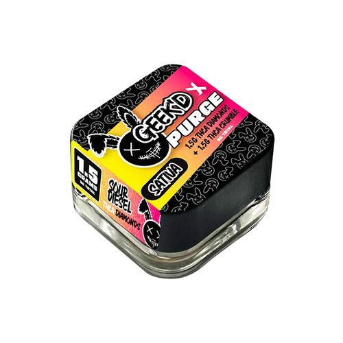 GEEK’D x PURGE – THC-A DIAMONDS + CRUMBLE – 3-GRAMS – SOUR DIESEL x MAUI WOWIE – SATIVA GEEK’D x PURGE – THC-A DIAMONDS + CRUMBLE – 3-GRAMS – SOUR DIESEL x MAUI WOWIE – SATIVA