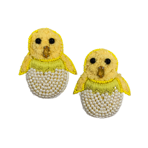 Yellow Chick + Egg Earrings