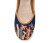 Handmade Peach Embroidery Navy Leather Flats