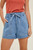 Paper Bag Denim Shorts with Drawstring