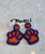 Game Day Paw Print Purple & Orange Earrings
