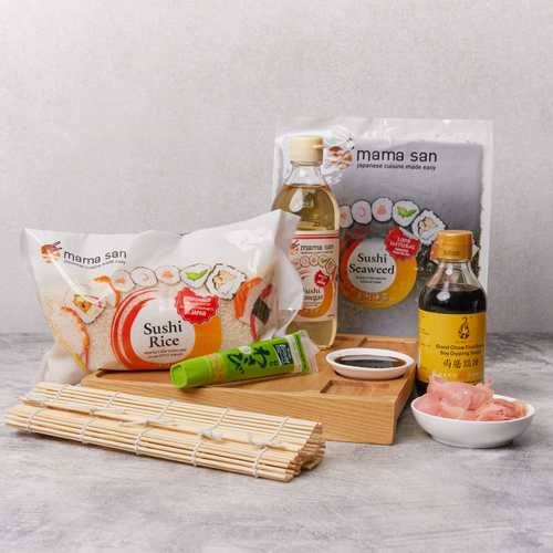 Sanford and Sons Sushi Kit to make perfect sushi, on grey background.