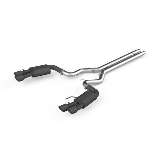 MBRP S7205BLK MBRP S7205BLK 18-19 Ford Mustang GT 5.0 3in Dual Split Rear Cat Back w/ Quad 4in Dual Wall Tips- Black Coated