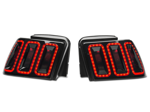 Raxiom 100807 Raxiom 100807 99-04 Ford Mustang Excluding 99-01 Cobra Icon LED Tail Lights- Black Housing (Smoked Lens)