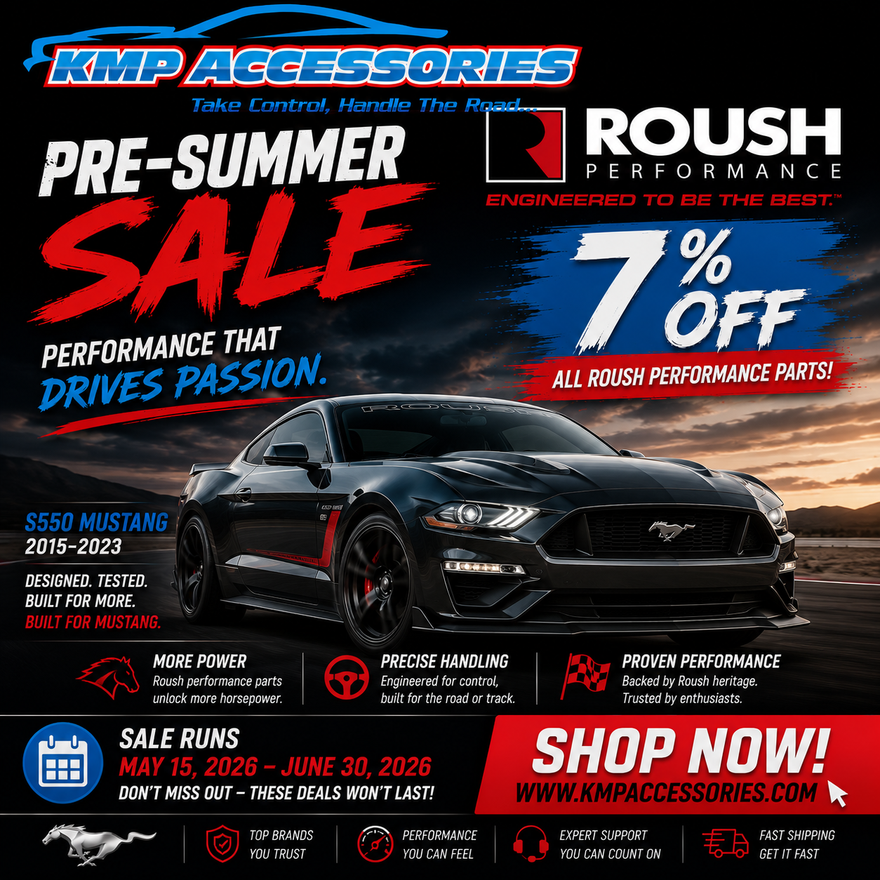 Upgrade Your S550 Mustang with Roush Performance Parts — Now 7% Off