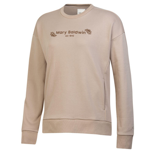 Oak Leaf Emboidered Crewneck Mocha w. Pockets