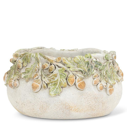 Oak Leaves & Acorns Low Planter
