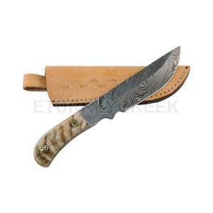 Wild turkey Damascus collection 9.5" hunting knife with ram horn handle