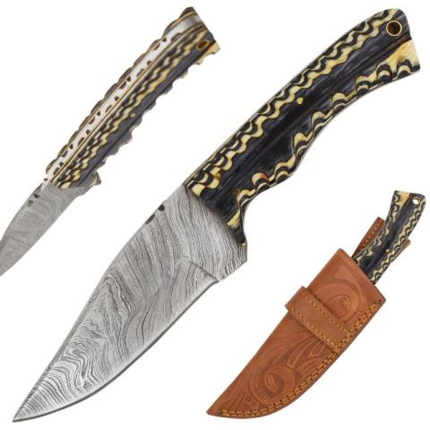 Old Ram Handmade Damascus Blade Hunting Knife