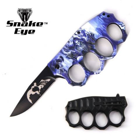 Action Assist Knuckle Knife 4.5" All Black with Clip