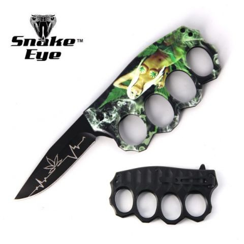 Action Assist Knuckle Knife 4.5" All Black with Clip