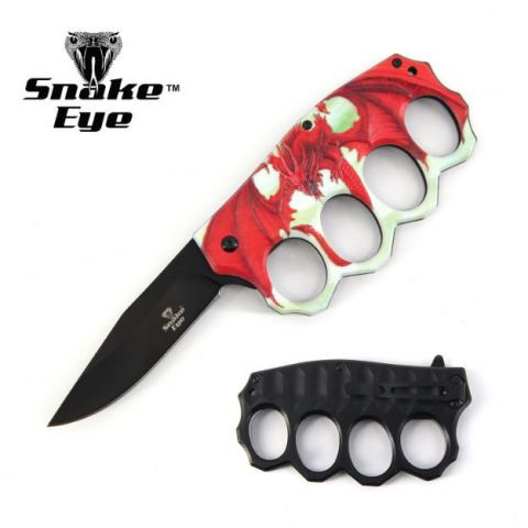 Action Assist Knuckle Knife 4.5" All Black with Clip