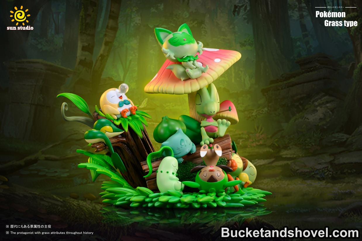 Pre-order * Sun Studio Pokemon Grass type family Resin Statue