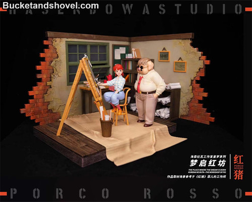 *Pre-order *Hasendowa Studio Hayao Miyazaki Porco Rosso-Dream Start Red Square Resin Statue #1