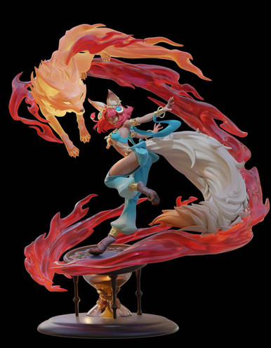 Pre-order * XC Studio Falling Fire Spirit Dance Ahri Resin Statue