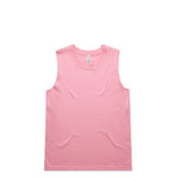 A pink singlet tank top featuring a simple design and a logo. Suitable for casual or athletic wear.