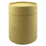 A large cylindrical gift tube in a natural brown colour, featuring a lid and a simple design.