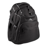 A black High Sierra Access 3.0 Backpack 45L featuring multiple compartments and a logo.