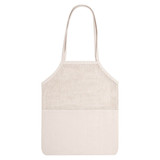 A cream-coloured tote bag with a mesh upper section and solid lower section. It features shoulder straps and a logo.