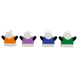 A set of four computer brushes in orange, purple, blue, and green, each with black stylus tips.