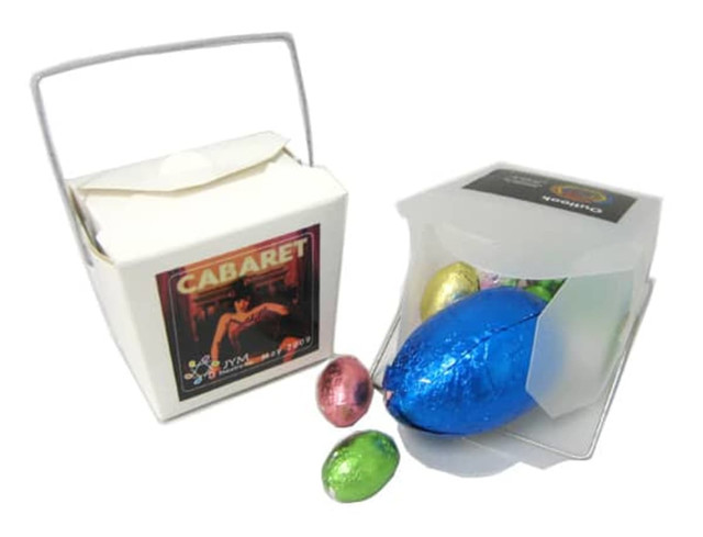 Frosted Noodle Box with Easter Eggs - 1x17g egg & 50g Mini Solid Eggs
