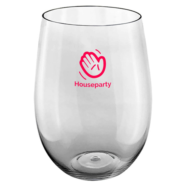 A drink bottle made of clear plastic, featuring a logo and a rounded shape, ideal for casual use.