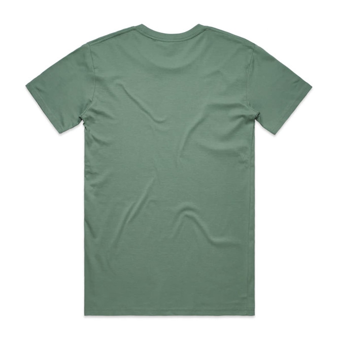 A green t-shirt with a simple design, featuring a logo on the back. The shirt has a round neckline and short sleeves.